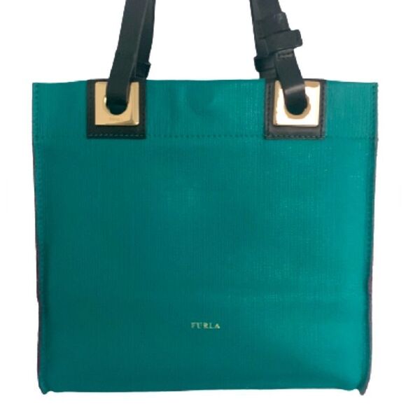 Furla Tribe Reversible Tote – Teal & Purple Italian Suede + Saffiano Leather - Picture 5 of 10